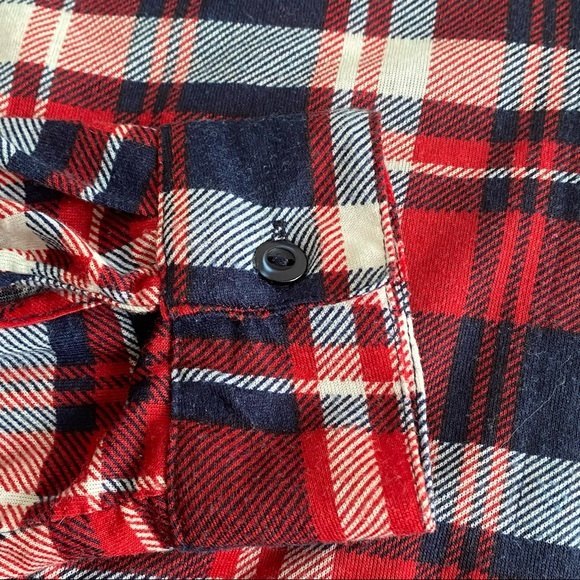 Rue 21 Long Tunic Red Flannel Shacket Shirt Convertible Sleeves - Picture 10 of 12